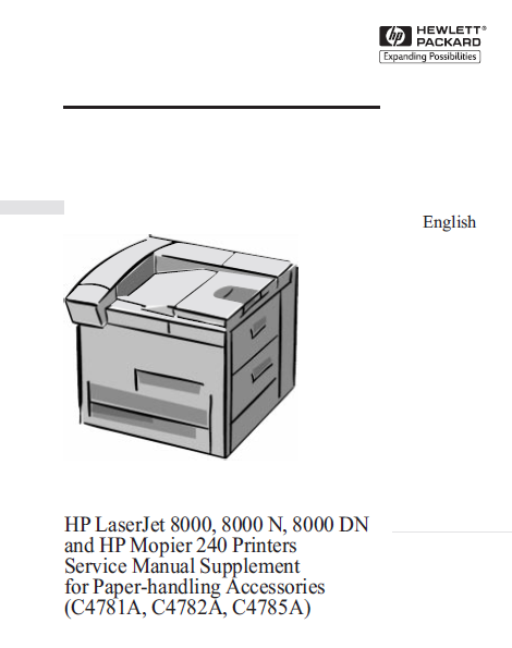 Hewlett Packard LaserJet 8000 Printers (Sup) Service Manual