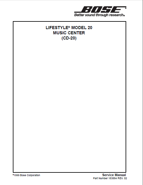 Tidsserier Puno slå BOSE Lifestyle CD20 Music System Service Manual – Electronic Service Manuals