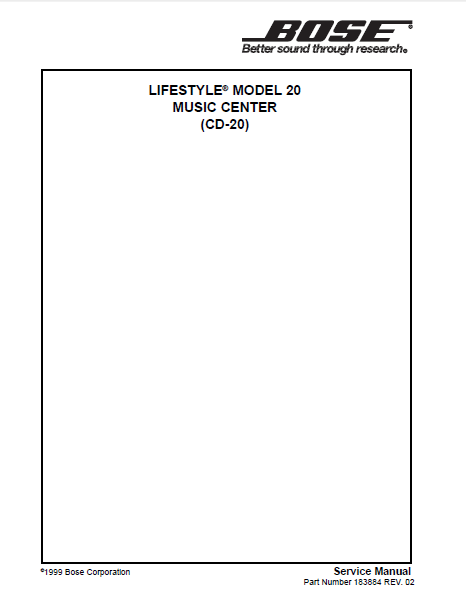 BOSE Lifestyle CD20 Music Center Service Manual