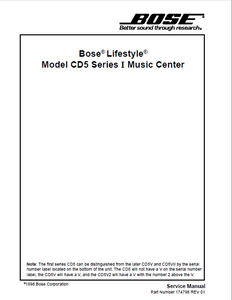 BOSE Lifestyle CD5 Series I Music Center Service Manual