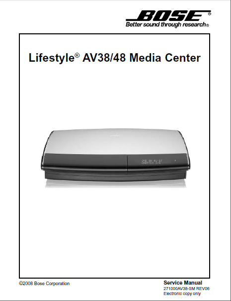 BOSE Lifestyle AV38 AV48 Media Center Service Manual