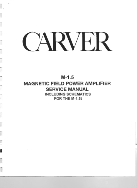 CARVER M-1.5 Power Amplifier Service Manual