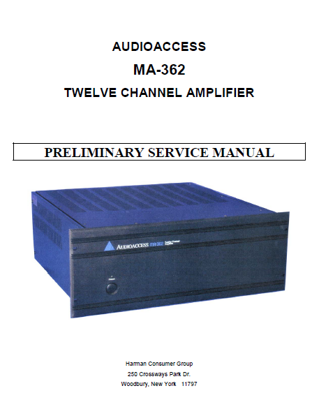 Harman Kardon MA-362 Preliminary Service Manual