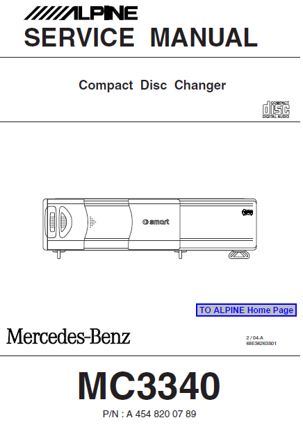 ALPINE MC3340 Compact Disc Changer Service Manual