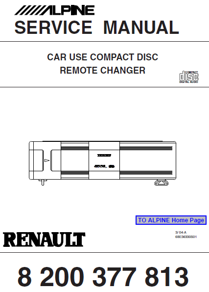 ALPINE Car Use CD Remote Changer Renault Service Manual