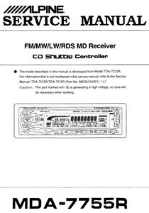 ALPINE MDA-7755R Receiver CD Shuttle Controller Service Manual