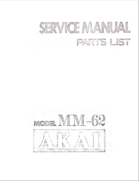 AKAI MM-62 Microphone Mixer Service Manual