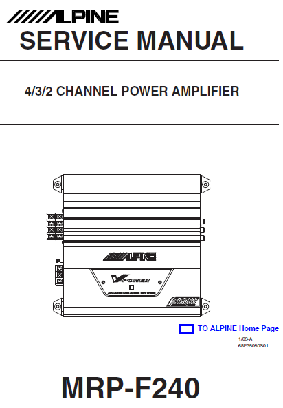 ALPINE MRP-F240 Channel Power AmplifierService Manual