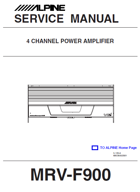 ALPINE MRV-F900 4Channel Power Amplifier Service Manual