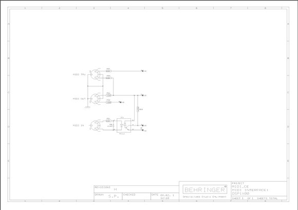 BEHRINGER MIDI-CE Interface rev H Schematic