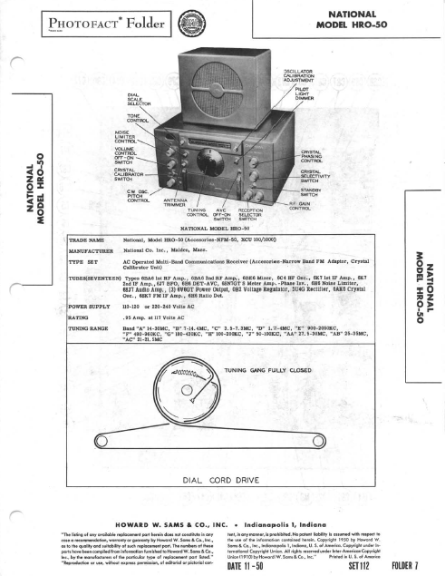 Audio TO Clearcom-NATIONAL_HRO-50 Photofact Service Manual