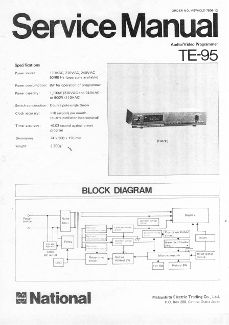 Audio TO Clearcom-NATIONAL_Matsushita_te-95 Service Manual