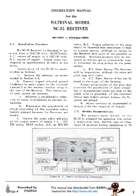 Audio TO Clearcom-NATIONAL_NC-33 Service Manual