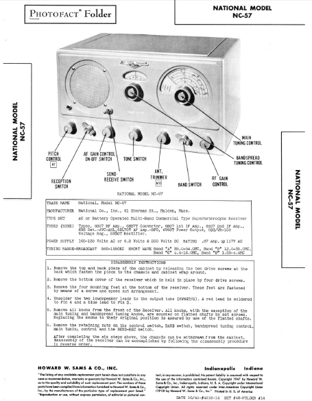 Audio TO Clearcom-NATIONAL_NC-57 Service Manual
