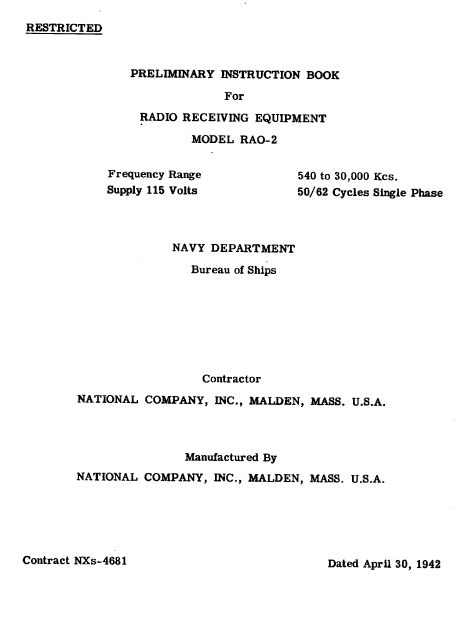 Audio TO Clearcom-NATIONAL_RAO2 Service Manual