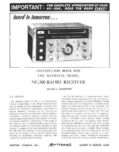 Audio TO Clearcom-NATIONAL_nc300 Service Manual