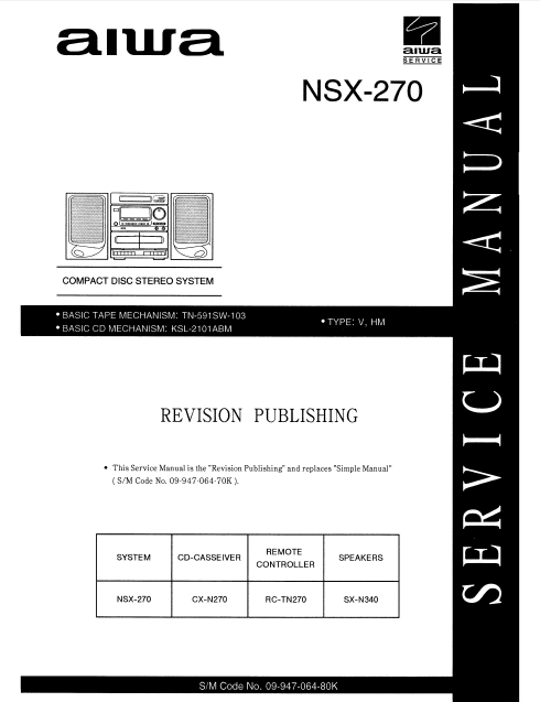 AIWA NSX-270 Revision Compact Disc Stereo System Service Manual