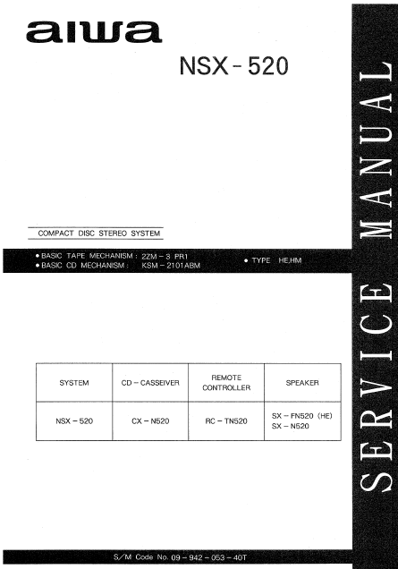 AIWA NSX-520 Compact Disc Stereo Service Manual