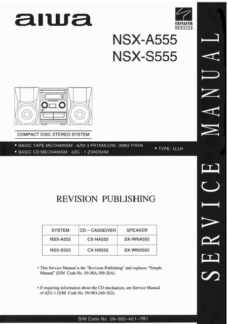 AIWA NSX A555-S555 Revision CD Stereo System Service Manual
