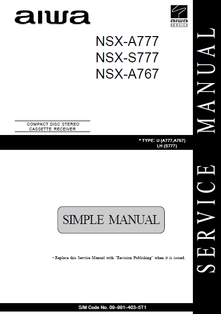 AIWA NSX-A777 Simple CD Stereo Cassette Receiver Service Manual