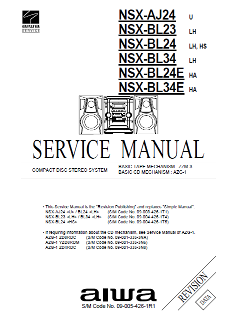 AIWA NSX-AJ24 Revision CD Stereo System Service Manual