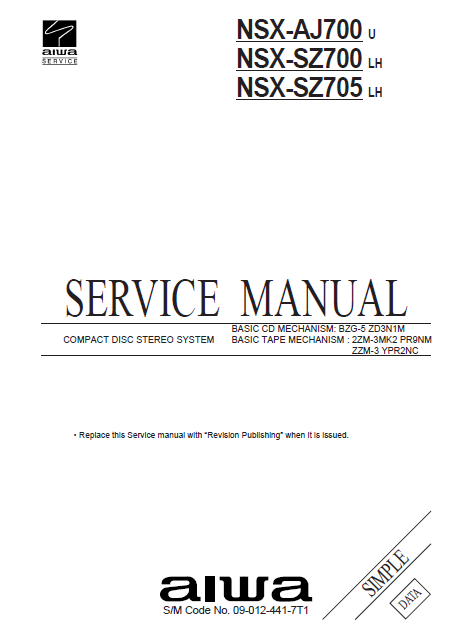 AIWA NSX-AJ700 U Simple CD Stereo System Service Manual