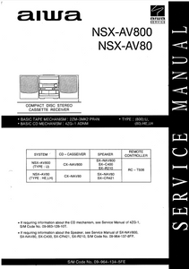 AIWA NSX AV800-80 CD Stereo Cassette Receiver Service Manual
