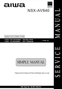 AIWA NSX AV840 Simple CD Stereo System Service Manual