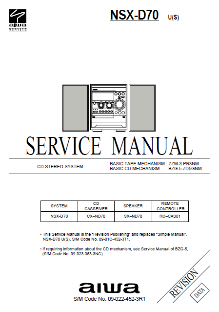 AIWA NSX-D70 Service Manual