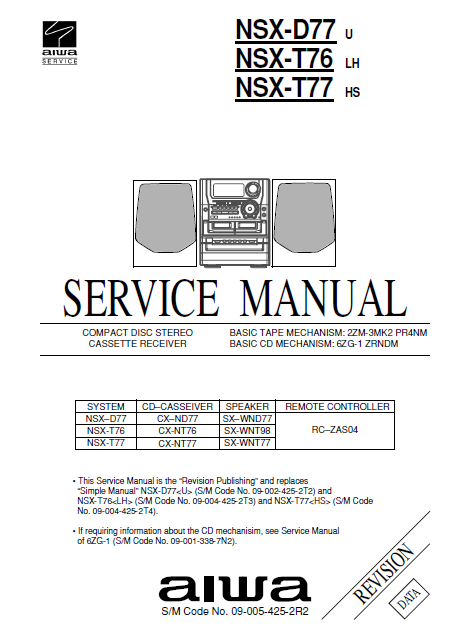AIWA NSX-D77_NSX-T76_NSX-T77 CXN-D77_CXN-T76_ Service Manual