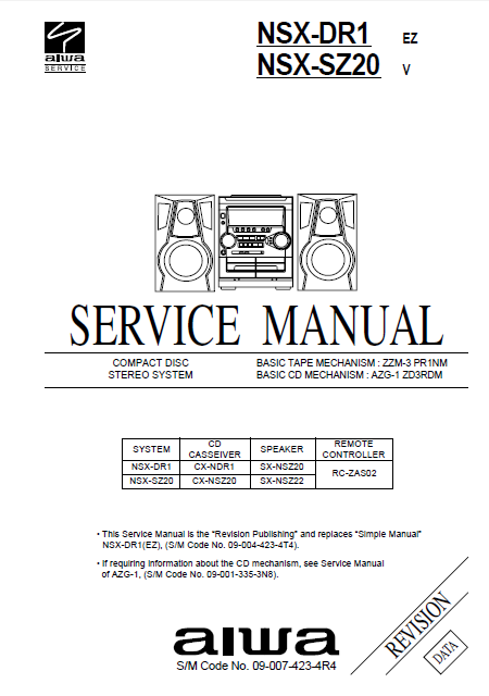 AIWA NSX-DR1 -SZ20 Service Manual