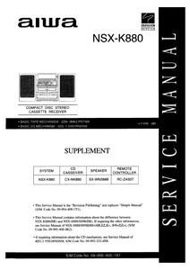 AIWA NSX-K880 Supplement Compact Disc Cassette Receiver Service Manual