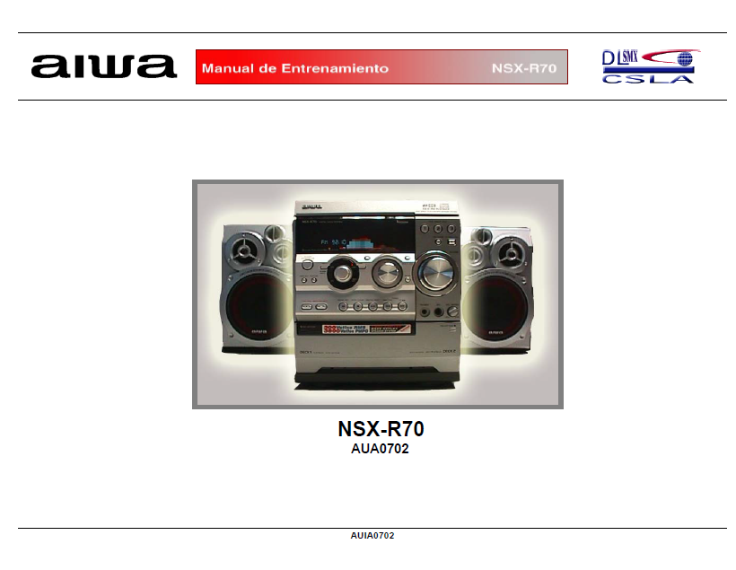 AIWA NSX-R70 Training Manual