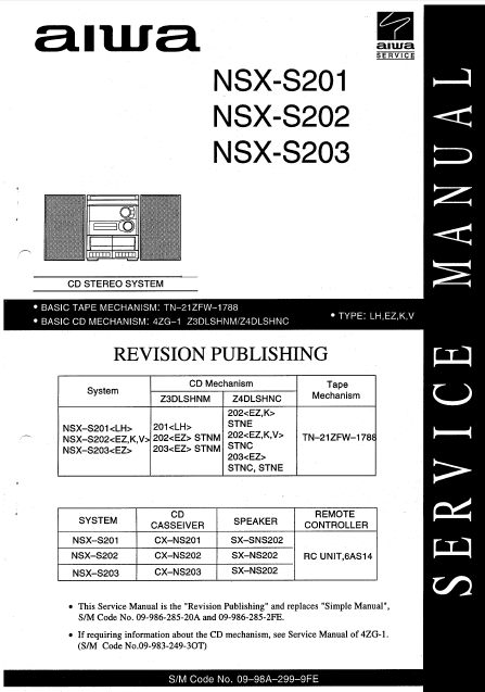 AIWA NSX-S201-S202-S203 Service Manual