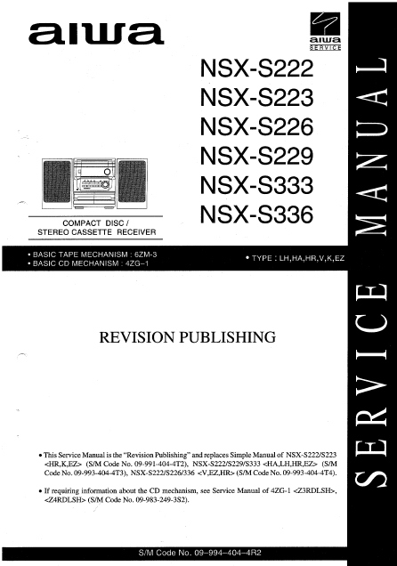 AIWA NSX-S222,223,226,229,333,336 Service Manual