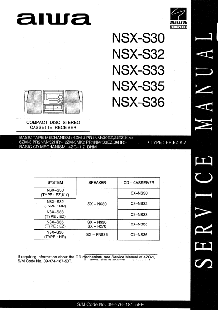 AIWA NSX-S30 -S32 -S33 -S35 -S36 Service Manual