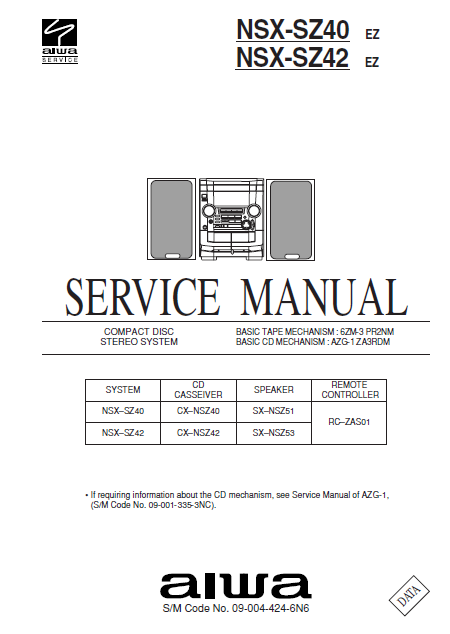 AIWA NSX-SZ40 NSX-SZ42 Service Manual