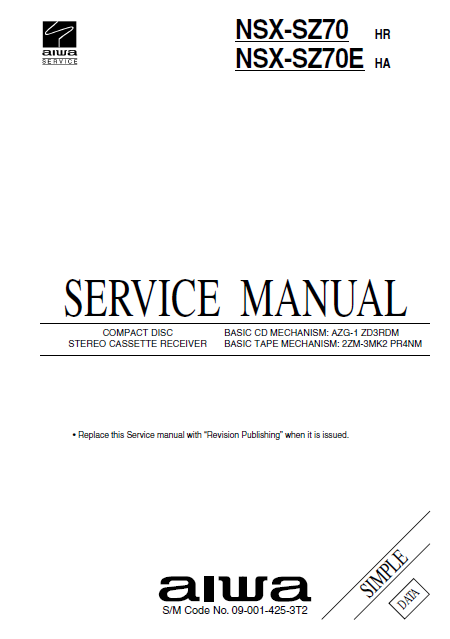 AIWA NSX-SZ70 stk490-070 B1 D Service Manual