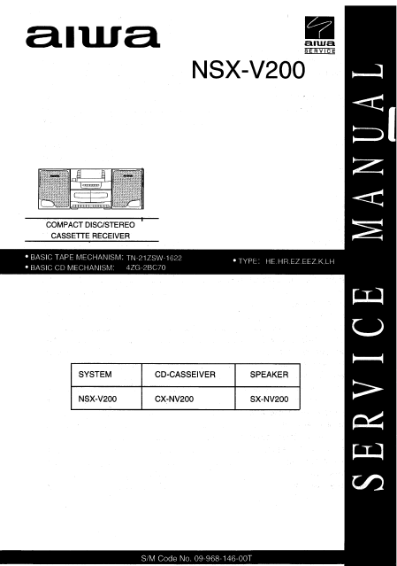 AIWA NSX-V200 CD Stereo Receiver Service Manual