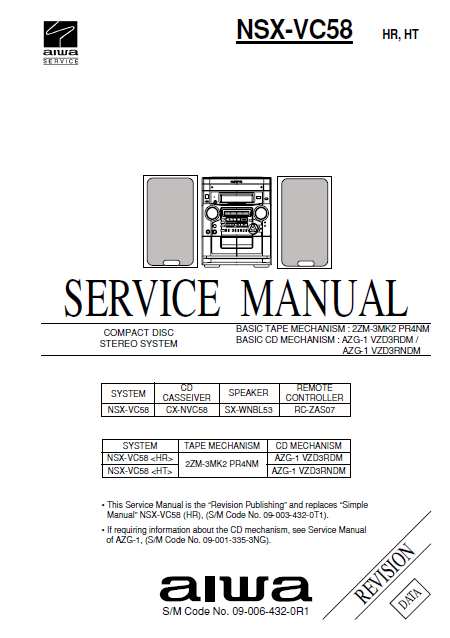 AIWA NSX-VC58 Revision CD Stereo System Service Manual