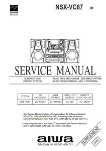 AIWA NSX-VC87 HR Supplement CD Stereo  Service Manual