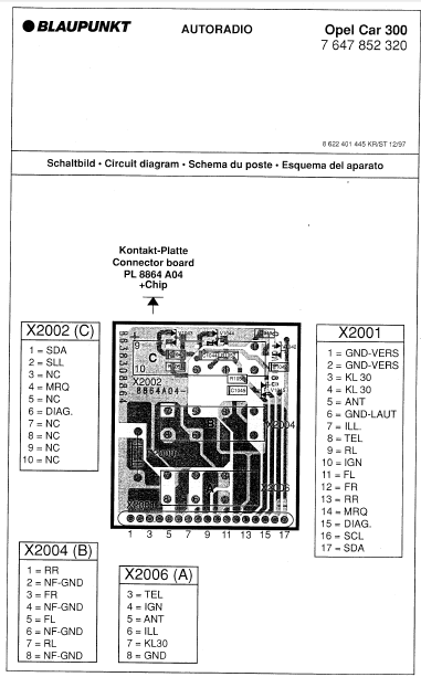 BLAUPUNKT Autoradio Opel Car 300 Schematics