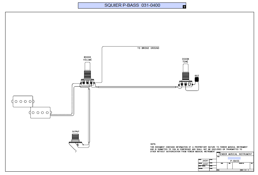 FENDER Squier P-Bass 031-0400 Schematic