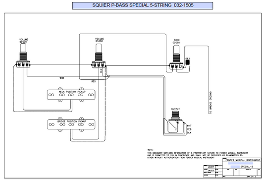 FENDER Squier P-Bass Special 5 String 032-1505 Schematic