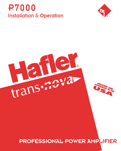 HAFLER P7000 Professional Power Amplifier Operation Manual
