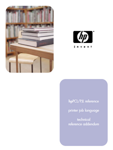 Hewlett Packard PCL-PJL Printer Job Language Technical Reference add Service Manual
