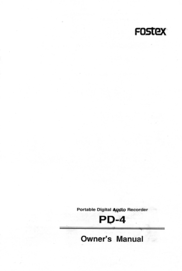 FOSTER PD-4 Portable Audio Recorder Service Manual