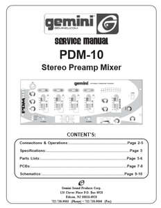 GEMINI Model PDM-10 Stereo Preamp Mixer Service Manual