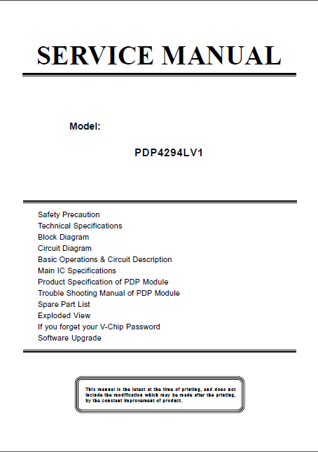 AKAI PDP429LV1 Safety Precautions Service Manual