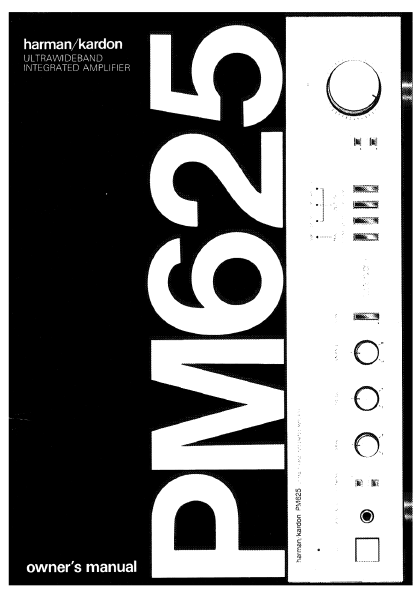Harman Kardon PM625 Ultrawideband Integrated Amplifier Owner's Manual